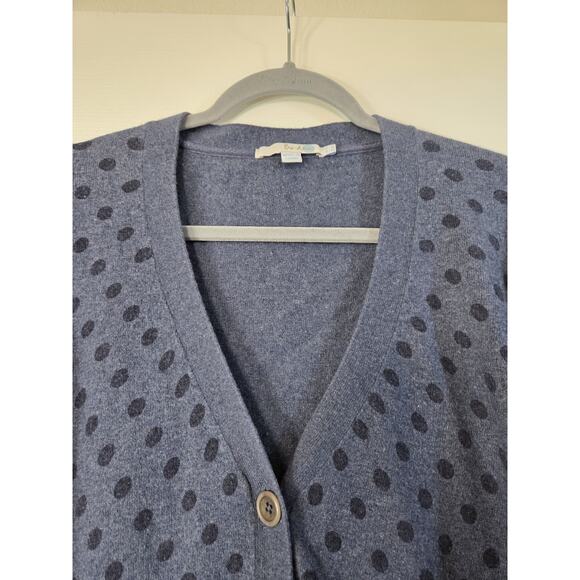 Boden Blue Polka Dot Cotton Cashmere Angora Blend Cardigan Sweater, Size 12 - Picture 3 of 12